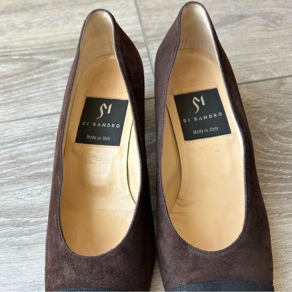 Di Sandro Brown Black Two Tuned Suede Leather Custom Heel Pump - Picture 4 of 13